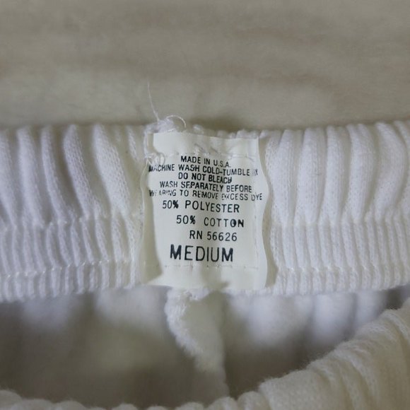 Vintage Lightning Bolt White Sweat Shorts 50/50 Made in USA Size Medium - Picture 3 of 9